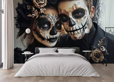 Halloween couple matching masks Wall mural