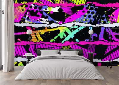 Abstract seamless geometric haotic pattern with scuffed, drops, sprays.  background for vinyl wrap and decal. Grunge urban repeated backdrop for textile, sport wear, print. Wall mural