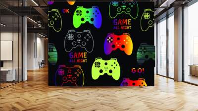 Seamless bright pattern with  joysticks. gaming cool print for boys and girls. Suitable for textiles, sportswear, web
 Wall mural