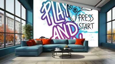 Typography gamer print with joystick. For boys graphic tees Wall mural