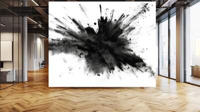 Artistic Black Ink Blot on Transparent Background Wall mural