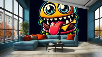 cartoon monster hamburger Wall mural