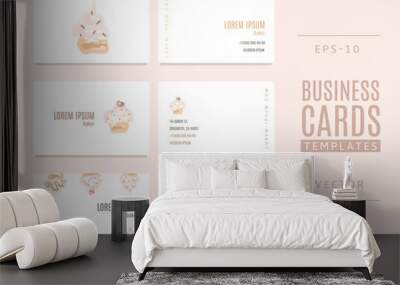 Business cards for bakers, shops and confectioneries with cakes. Wall mural