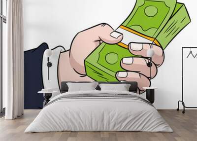 hand hold money - Vector Illustration Wall mural