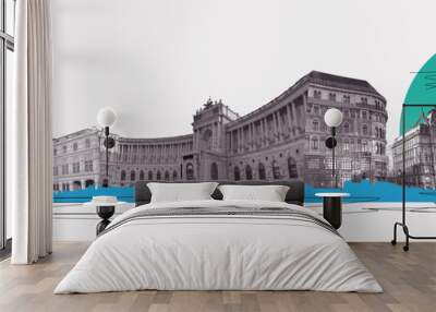 Assorted images of Vienna Austria in collage over white background. Art collage, design Wall mural