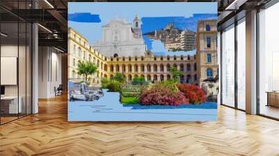 Contemporary art collage or design about Marseille. Wall mural