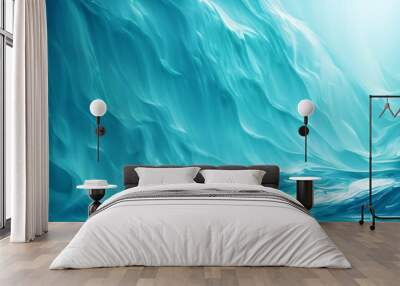 Abstract blue water waves background with liquid fluid texture Wall mural