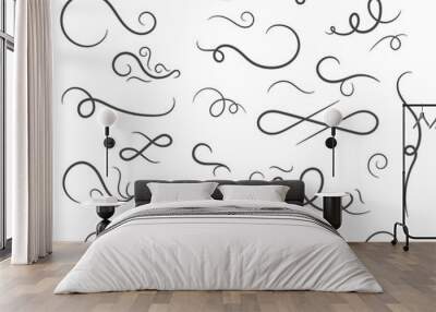 Abstract confusing twisted lines calligraphic design elements and decoration set Wall mural