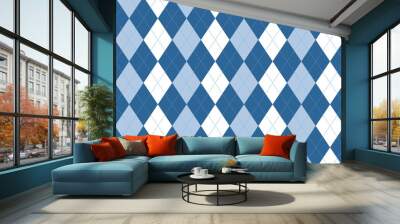 Blue white argyle seamless pattern Wall mural