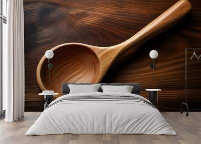 Close-Up of a Wooden Spoon with Natural Texture Wall mural