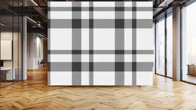 Coloured check texture tartan, mexico pattern fabric textile. Designer vector background plaid seamless in white and grey colors. Wall mural