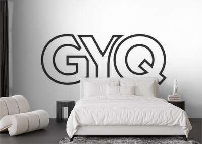 GYQ logo design template with strong and modern bold text. Initial based vector logotype featuring simple and minimal typography. Trendy company identity. Wall mural