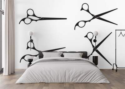 Hairdress barber scissors, professional salon tools. Hairdressing design element. Wall mural