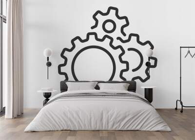 Metal gears and cogs vector. Gear icon flat design. Mechanism wheels logo. Cogwheel concept template. Wall mural