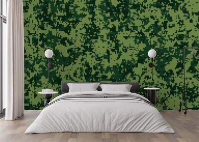 Pixel camouflage for a soldier army uniform. Modern camo fabric design. Digital military vector background. Wall mural