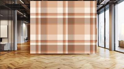 Plaid background, check seamless pattern in beige. Vector fabric texture for textile print, wrapping paper, gift card or wallpaper. Wall mural