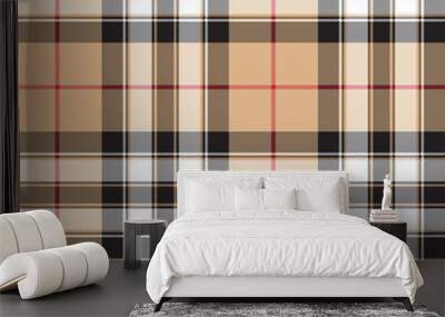 Pride of scotland gold tartan fabric texture background seamless Wall mural