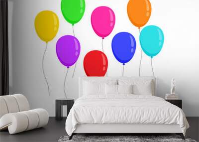 Set fly flat colors balloons isolated on white background Wall mural