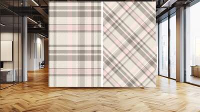 Tartan fabric vector of background check seamless with a textile texture plaid pattern. Set in cream colors for geometric unique identity design. Wall mural