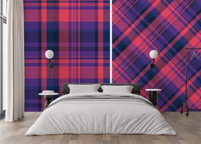 Tartan pattern fabric of textile texture vector with a seamless plaid background check. Set in dark colors. Garment industry trends. Wall mural