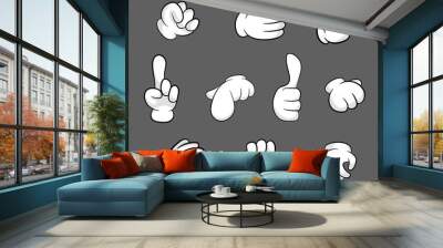 Various hand gestures different situations cartoon hands flat illustration Wall mural