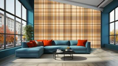 Wedding textile vector seamless, horizontal pattern check tartan. Fashionable texture fabric background plaid in orange and light colors. Wall mural