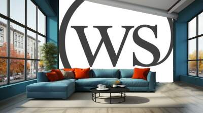 WS logo from two letter with circle shape email sign style. W and S round logotype of business company Wall mural