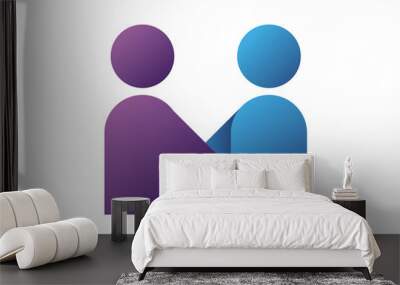 Two people. Simple icon of colaboration Wall mural