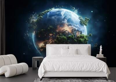 a cosmic view of planet on background of dark space of universe Wall mural