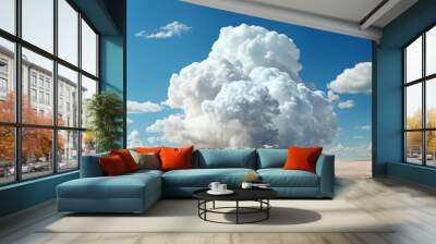 a large cumulus cloud over the desert, a beautiful landscape with blue sky as an abstract summer background Wall mural