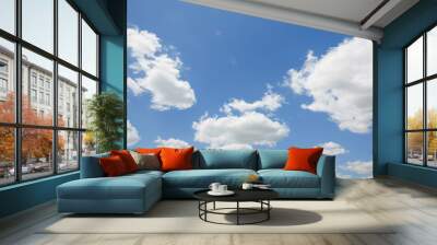 beautiful blue sky with soft white clouds for abstract background Wall mural