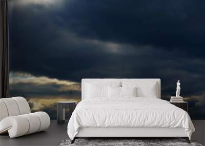 beautiful dark dramatic sky with stormy clouds before the rain or snow Wall mural