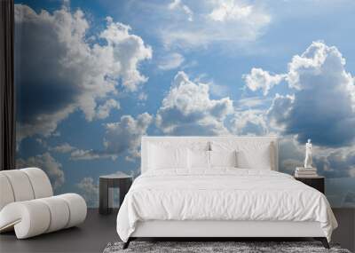 Bright sunny clouds, beautiful sky at day as background Wall mural