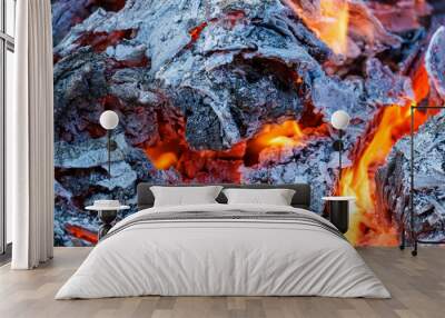 fire up close, burning wood, burning flames Wall mural