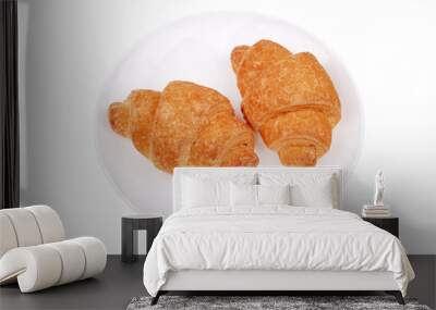 Fresh buns on a plate isolated Wall mural