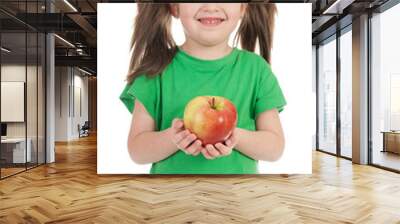 girl with apple on white Wall mural