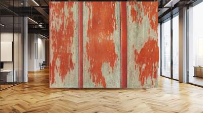 old wooden door of red color for texture or background Wall mural