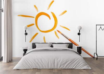 painted sun and watercolor set Wall mural