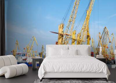 Port warehouse with cargoes and containers Wall mural