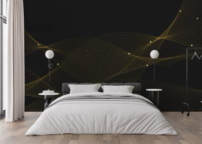 black and gold elegant lines, abstract background. Wall mural