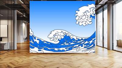 wave vector illustration Japanese motif. japan background. hand drawn illustration of japan Wall mural