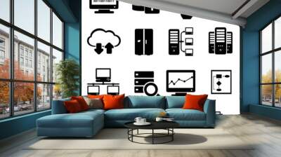 Big data icon set Wall mural