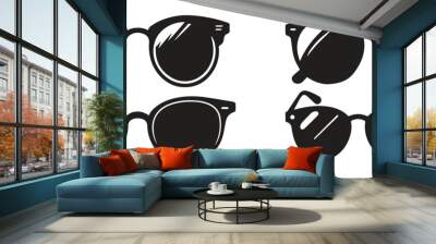 black sunglasses set. Sunglasses icon vector illustration. Black sunglass, men's glasses silhouette Wall mural