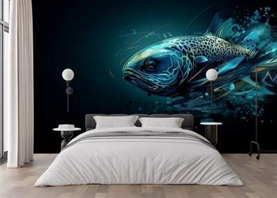 fishin abstract background, generative AI Wall mural