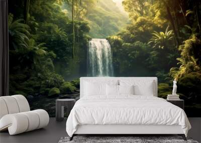 waterfall in the forest Wall mural