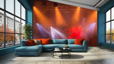 Spot lights on the stage during night concert in summer Wall mural