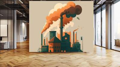 Air pollution factory chimney flat design Wall mural