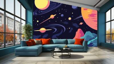 Space theme background flat design Wall mural