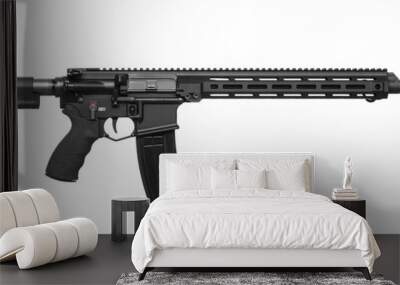 Modern automatic rifle isolated on white Wall mural