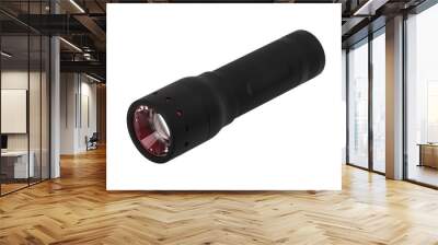 modern black metal flashlight isolated on white Wall mural